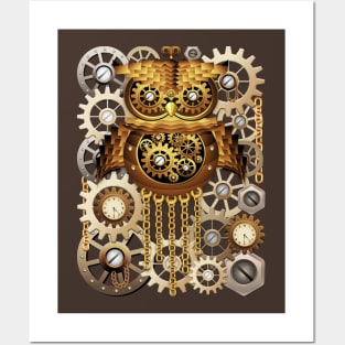 Steampunk Owl Vintage Style Posters and Art